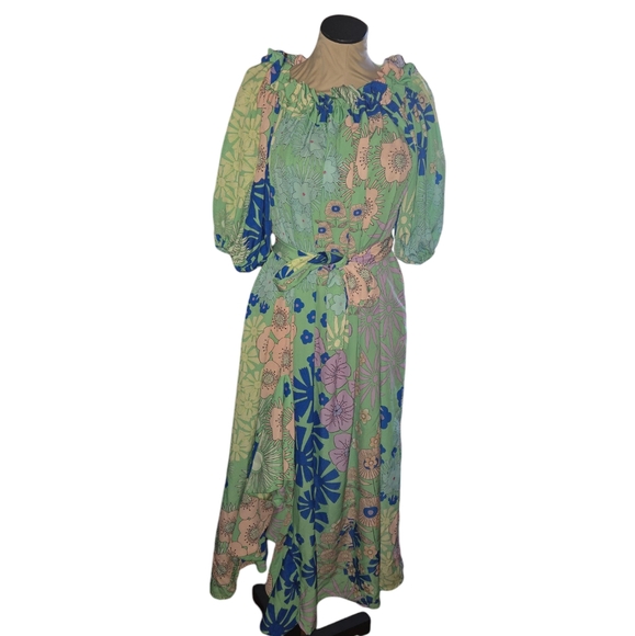 Anthropologie Oopscool Off-The-Shoulder Printed Dress Size S - Picture 9 of 13